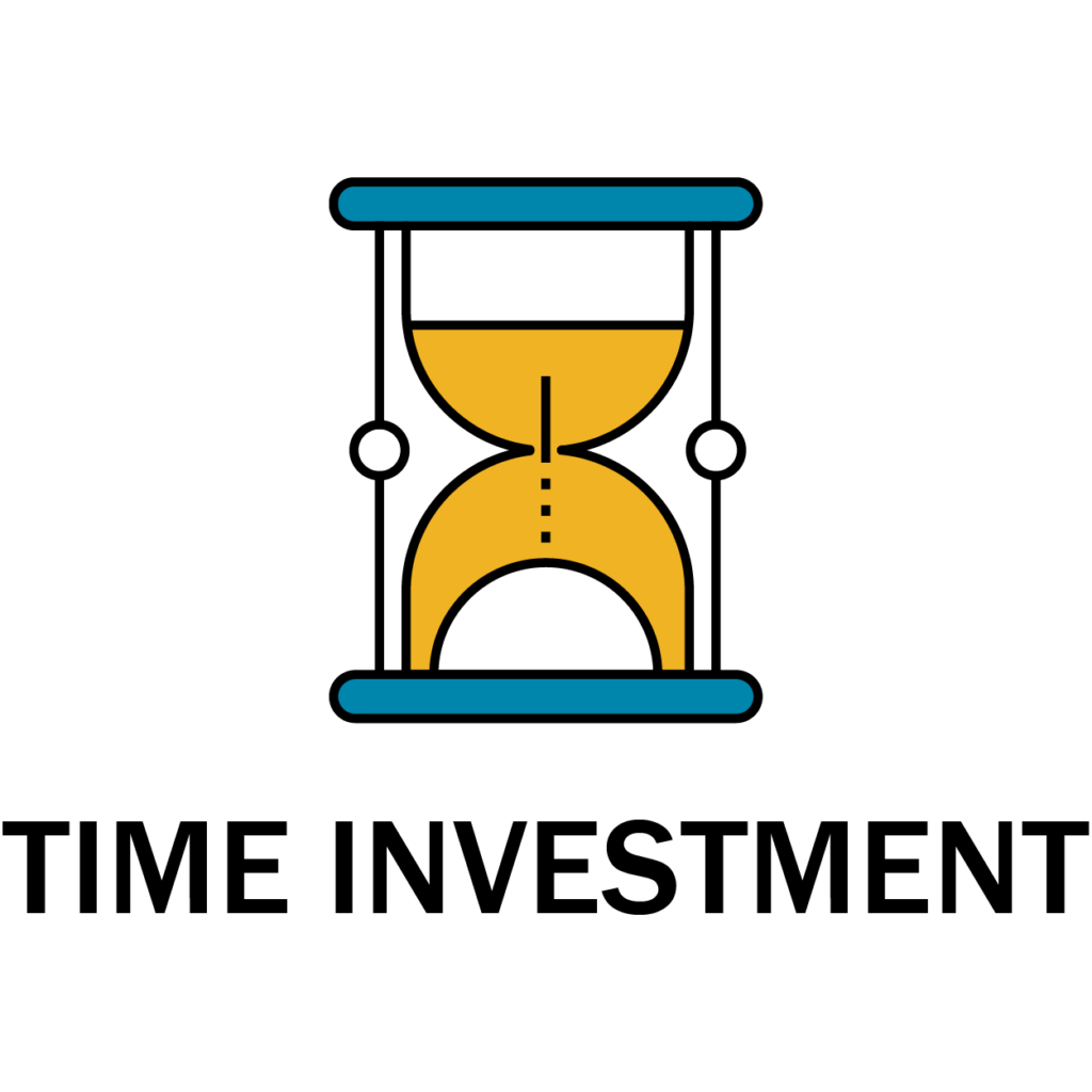 Time investment graphic with icon of an hour glass